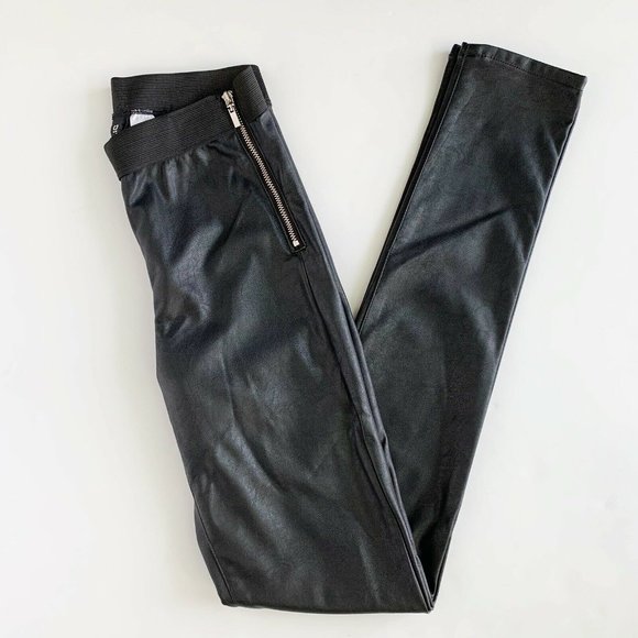 Faux Black Leather Skinny Pants Side Zip Leggings - Picture 9 of 10